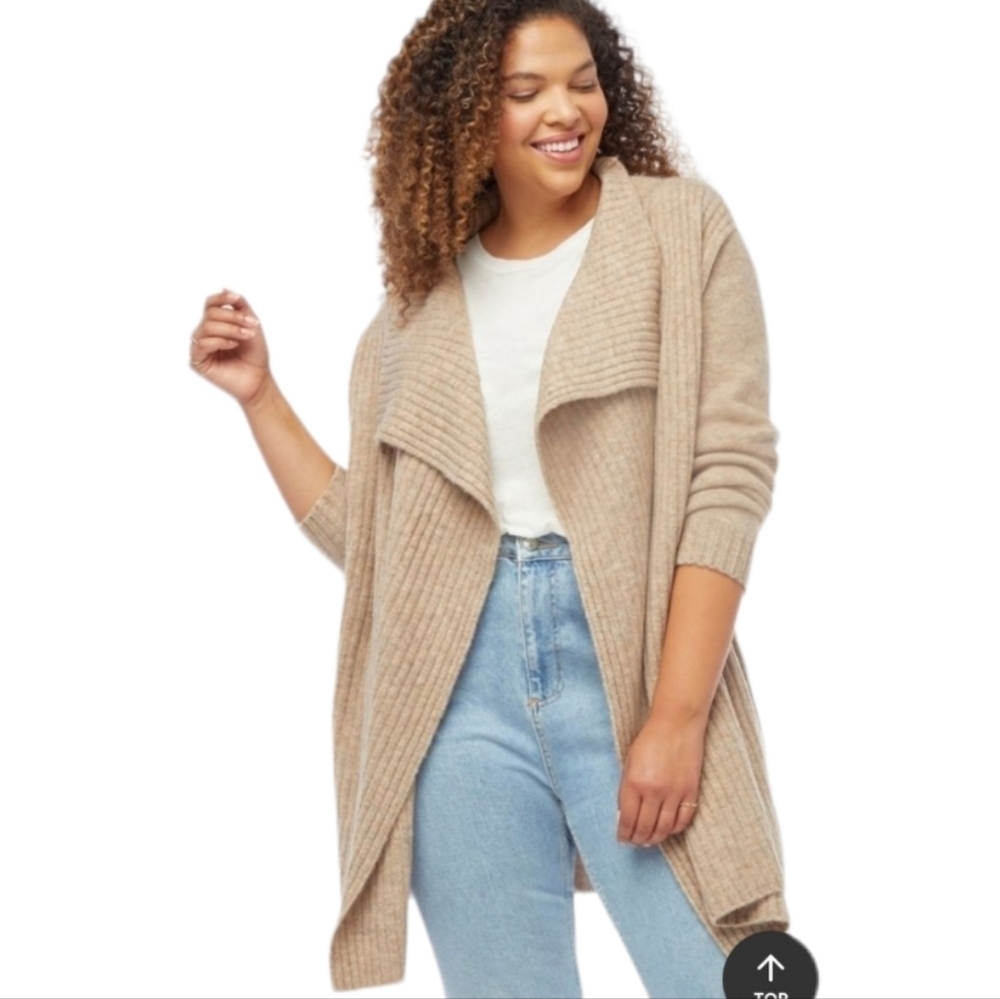 JUSTFAB draped front ribbed knit cardigan XL